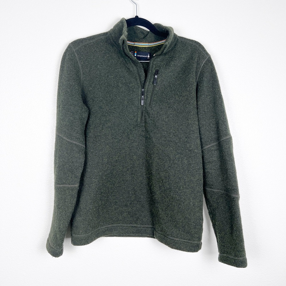 Smartwool Men's Wool Blend 1/4 Zip Pullover Green Sz M